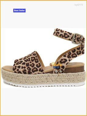 Open Toe Ankle Strap Espadrilles Flatform Wedge Casual Sandals